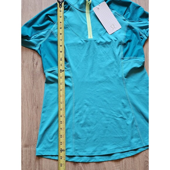 NEW Lululemon Sz 10 Trail Bound 1/2 Zip TealBlue Tropics Long Sleeve Running Top - Picture 7 of 9